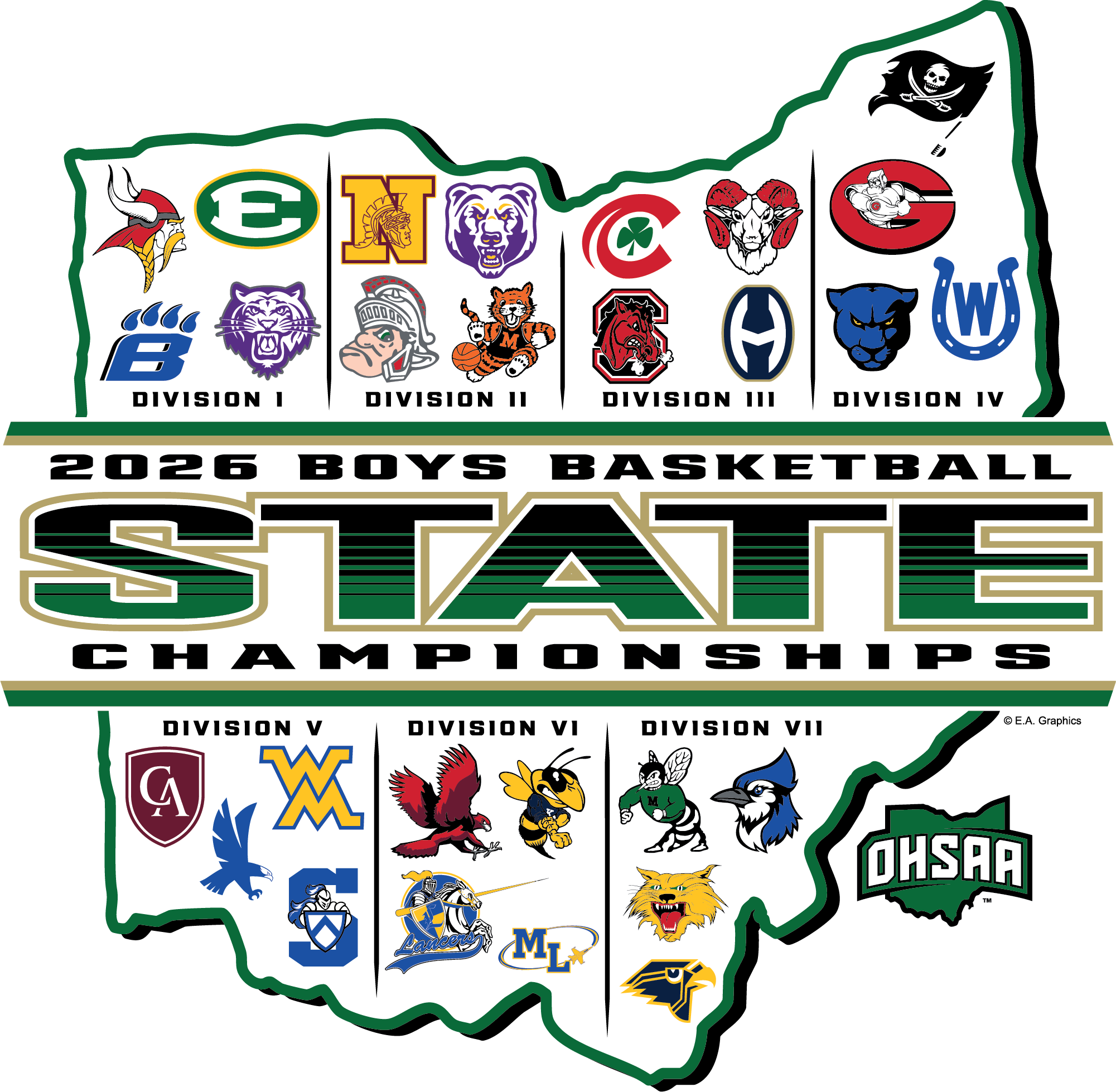 2026 OHSAA Boys Basketball State Championships T-Shirt (With Rosters on ...
