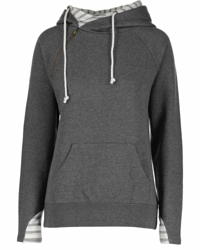Enza ladies stripe double hood pullover cheap