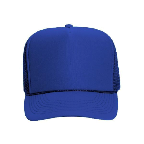 Printed OTTO Polyester Foam Front Five Panel High Crown Mesh Back Trucker Hat in 001 - Royal