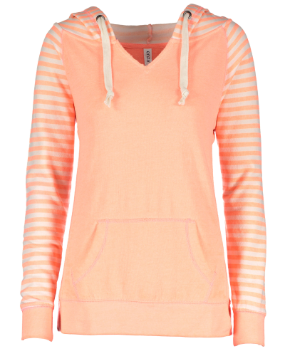 Coral White Ladies Garment Washed Striped Chalk Fleece Pullover by Enza ...