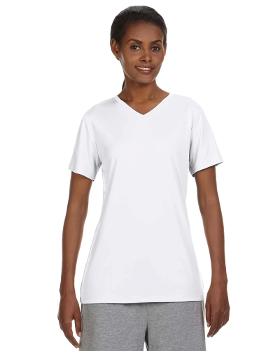 WHITE Ladies' 4 oz. Cool Dri™ V-Neck T-Shirt by Hanes - Apparel Enterprises