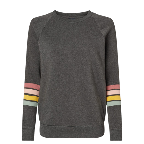 Women's Striped Sleeves Crewneck Sweatshirt