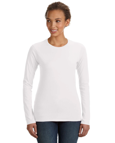 WHITE Ladies' Lightweight Fitted Long-Sleeve T-Shirt by Anvil - Lab ...