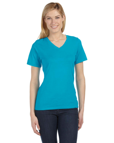 TURQUOISE Ladies' Relaxed Jersey V-Neck T-Shirt by Bella + Canvas ...