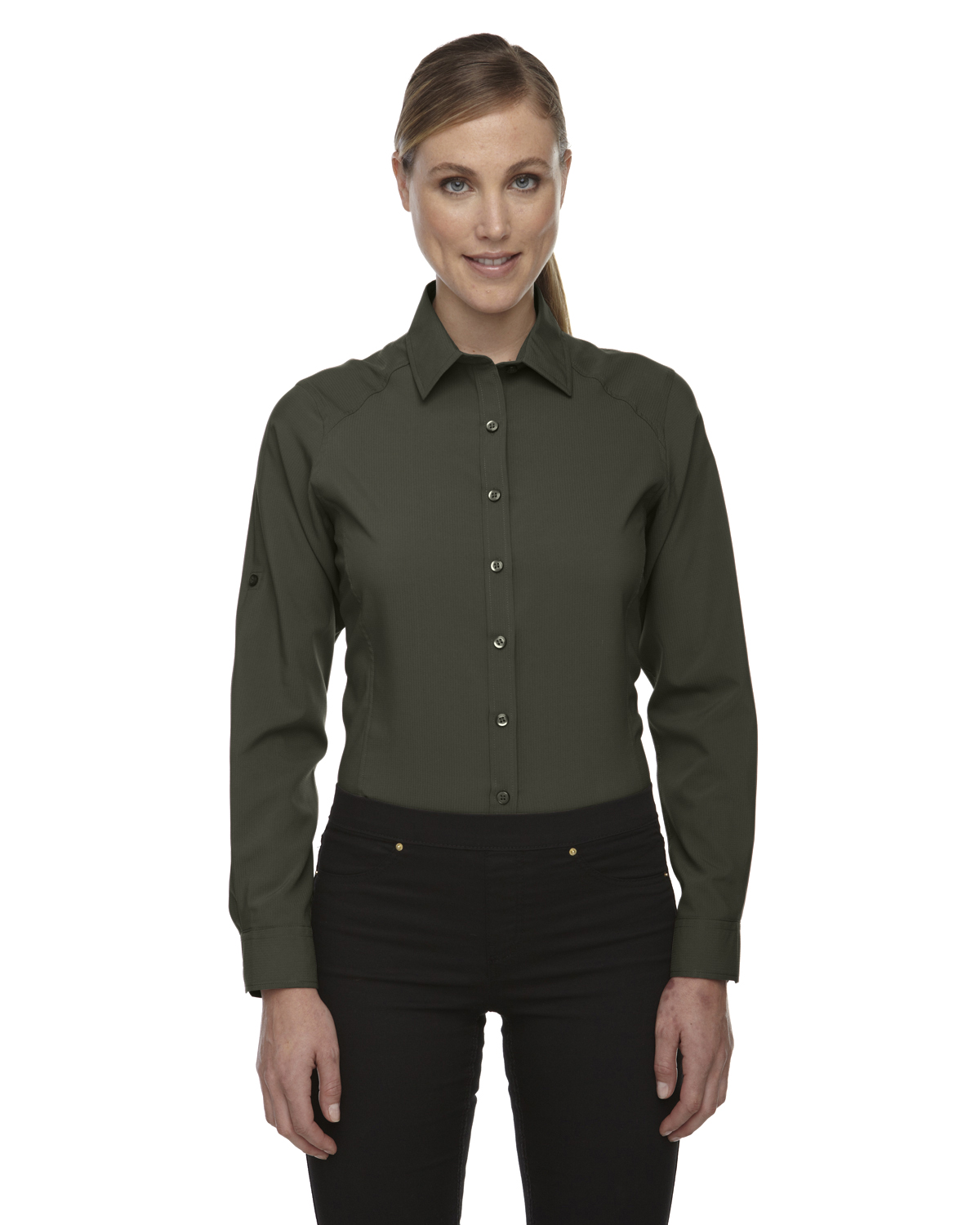 Ladies' Rejuvenate Performance Shirt with Roll-Up Sleeves OAKMOSS 462 ...