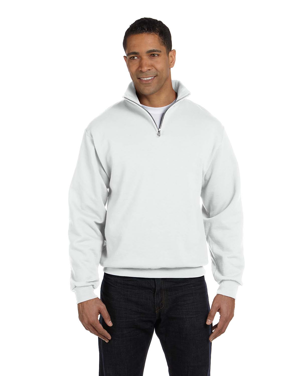 Adult NuBlend Quarter Zip Cadet Collar Sweatshirt Cutting