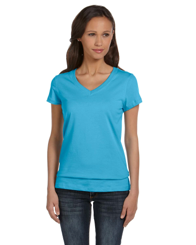 OCEAN BLUE Ladies Jersey Short-Sleeve V-Neck T-Shirt - GoSwag Express