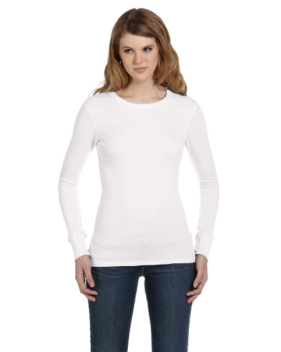 WHITE Ladies' Thermal Long-Sleeve T-Shirt by Bella + Canvas - She Prints