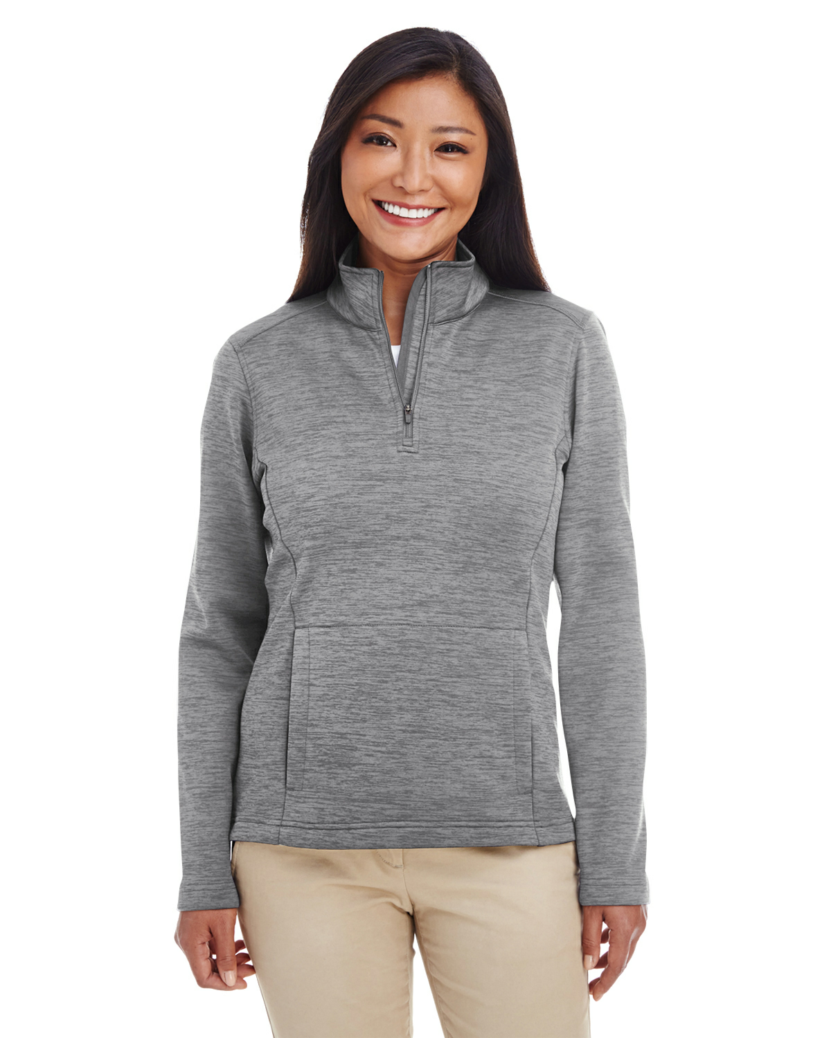 Ladies Newbury Melange Fleece Quarter Zip Embroidery Express