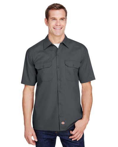 CHARCOAL Men's FLEX Relaxed Fit Short-Sleeve Twill Work Shirt - Nunzi's ...