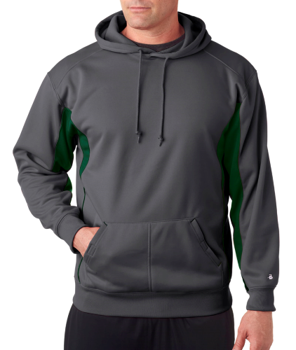 Graphite Kelly Green Drive Poly Performance Fleece Hood by Badger - Les ...