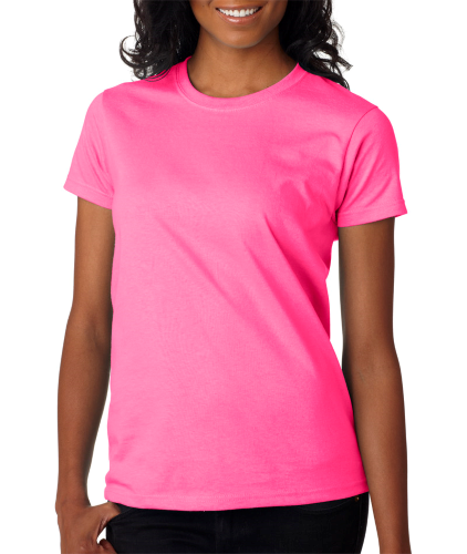 Safety Pink (50 50) Ladies' Ultra CottonT-Shirt by Gildan - Farro's Tees
