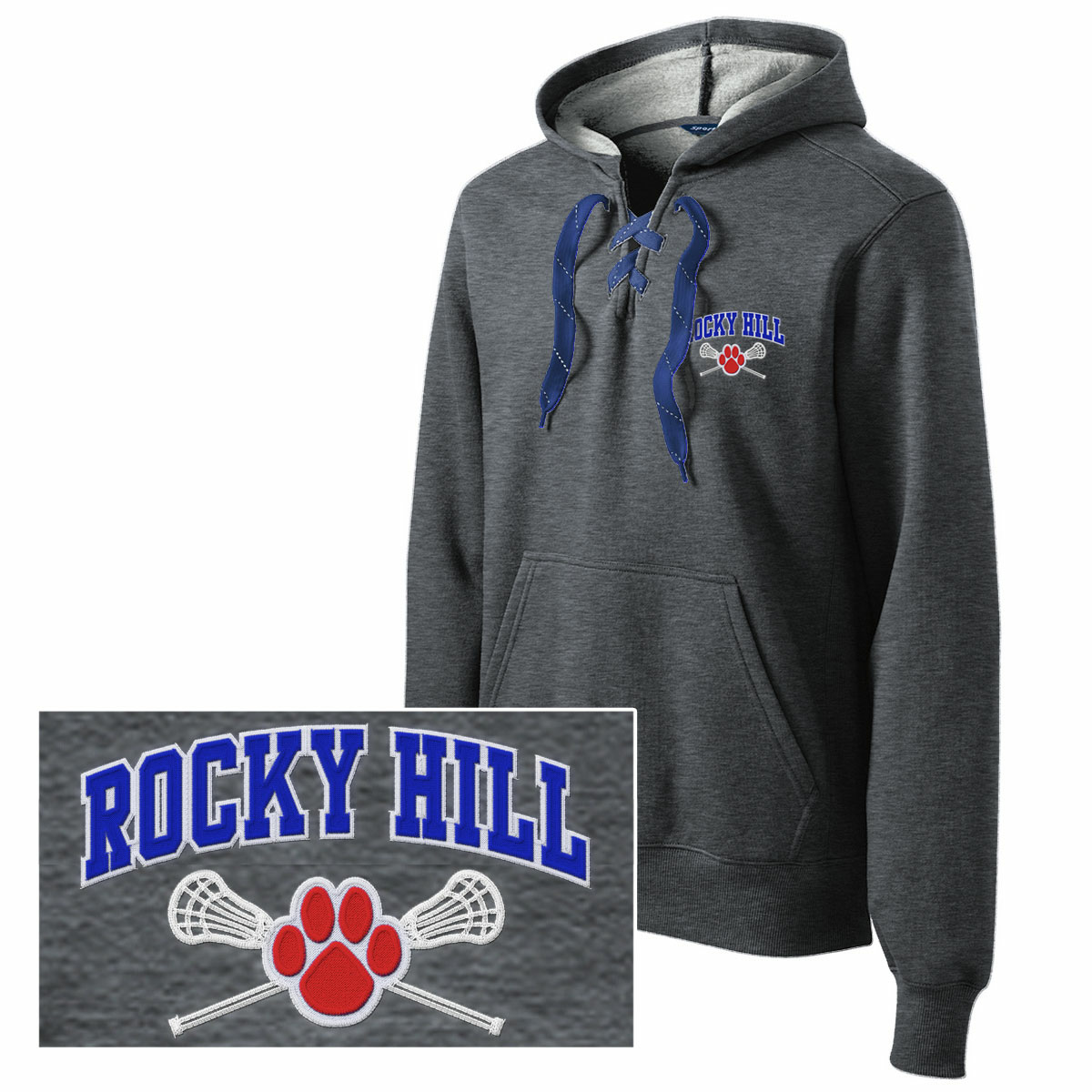 sport tek lace up hoodie