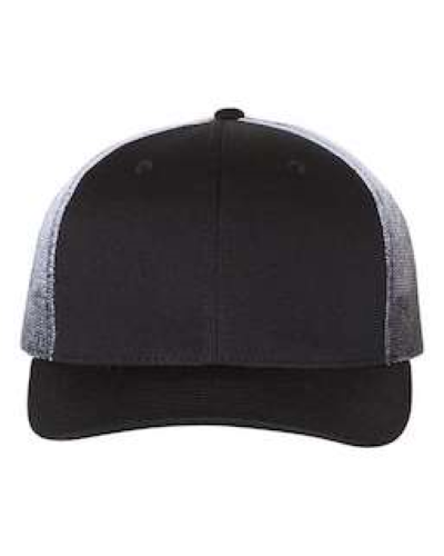 Printed Mesh-Back Trucker Cap in Black Black to White Fade