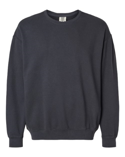 Garment-Dyed Lightweight Fleece Crewneck Sweatshirt in Black