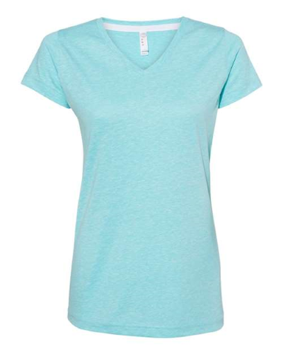 Women's Harborside Mélange V-Neck T-Shirt in Caribbean Melange