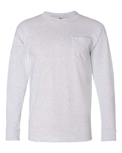 Long Sleeve T Shirt with a Pocket in Ash