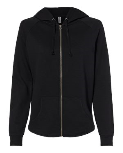 Women's California Wave Wash Full-Zip Hooded Sweatshirt in Black