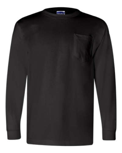 Union Made Long Sleeve T-Shirt with a Pocket in Black