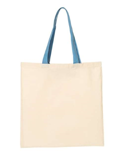 Economical Tote with Contrast-Color Handles in Natural Carolina Blue