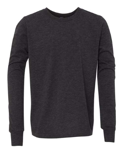 Youth Triblend Long Sleeve Tee in Charcoal Black Triblend