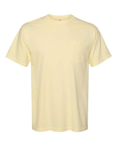 Pigment-Dyed Short Sleeve Shirt with a Pocket in Banana