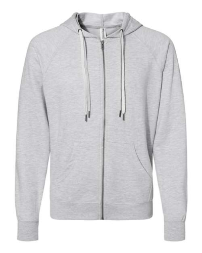 Icon Unisex Lightweight Loopback Terry Zip Hood in Athletic Heather