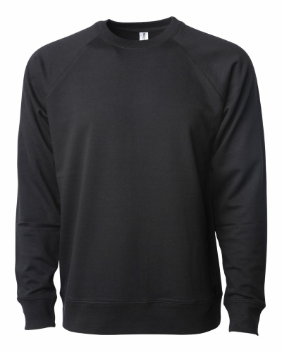 Icon Unisex Lightweight Loopback Terry Crew in Black