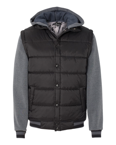 NYLON RIP FLEECE WAIST COAT (BLACK） Nylon Vest with Fleece Sleeves | BLTees