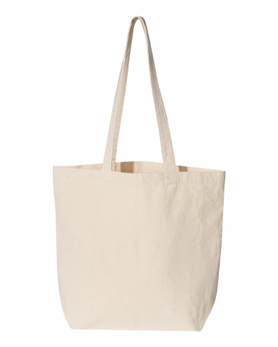 Large Gusseted Cotton Canvas Tote in Natural