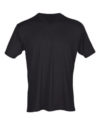 Unisex Poly-Rich V-Neck T-Shirt in Black