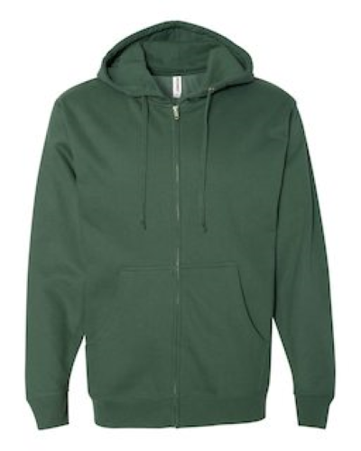 Midweight Full-Zip Hooded Sweatshirt in Alpine Green