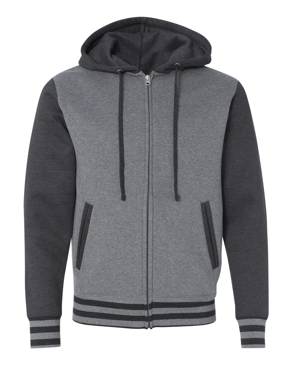 IND45UVZ Heavyweight Varsity Full Zip Hooded Sweatshirt Jakprints Inc Custom Printing For Everyone