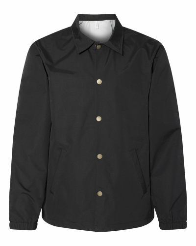Water Resistant Windbreaker Coaches Jacket in Black