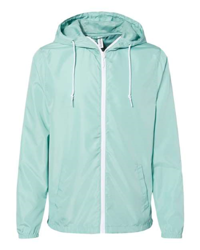 Light Weight Windbreaker Zip Jacket in Aqua White Zipper