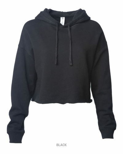 Women's Lightweight Hooded Pullover Crop Sweatshirt in Black