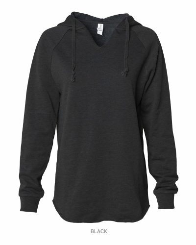 Women's Lightweight California Wavewash Hooded Pullover Sweatshirt in Black
