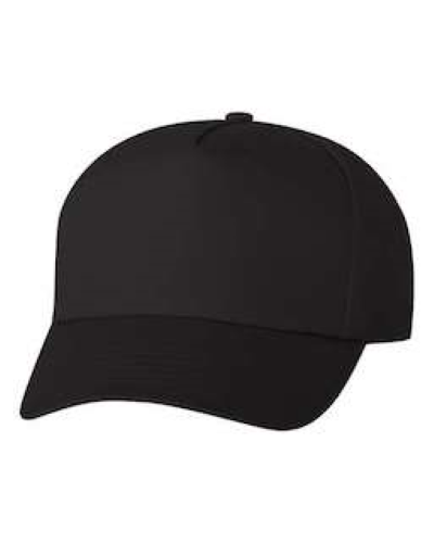 Printed Five-Panel Twill Cap in Black