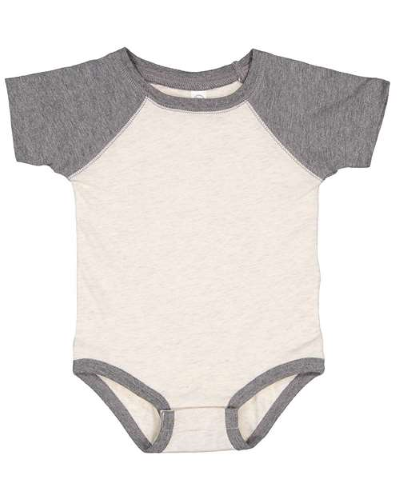 Fine Jersey Infant Three-Quarter Sleeve Baseball Bodysuit in Natural Heather Granite Heather