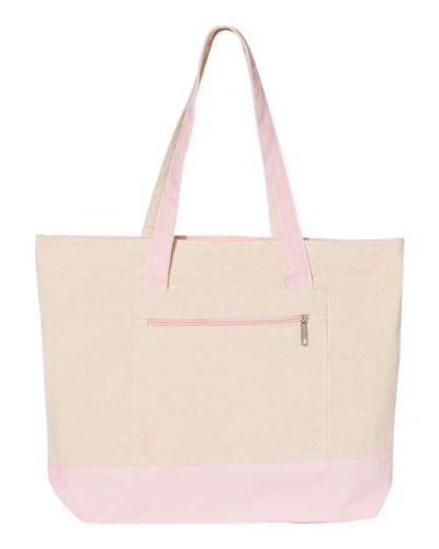 18.6L Canvas Zipper Tote in Natural Light Pink