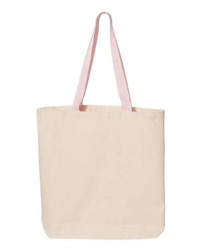 11L Canvas Tote With Color Handles in Natural Light Pink