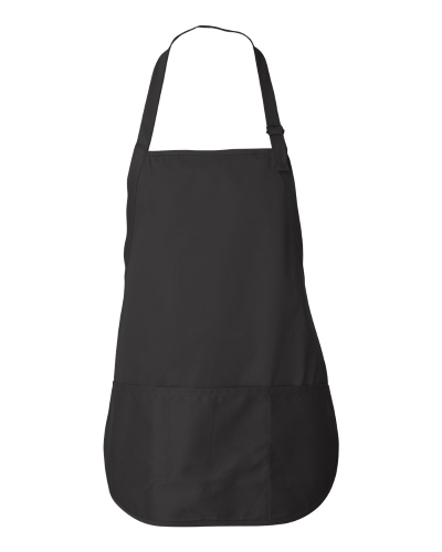 Adjustable Neck Strap Three Pocket Apron in Black