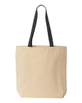 Gusseted 10 Ounce Natural Tote with Colored Handle