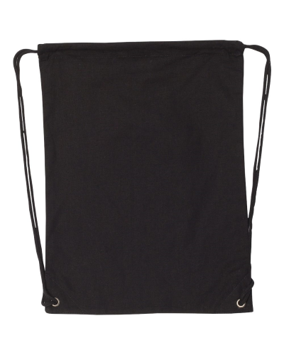 Cotton Canvas Drawstring Backpack in Black