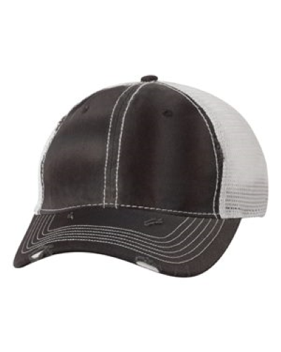 printed Bounty Dirty-Washed Mesh Cap in Black Silver