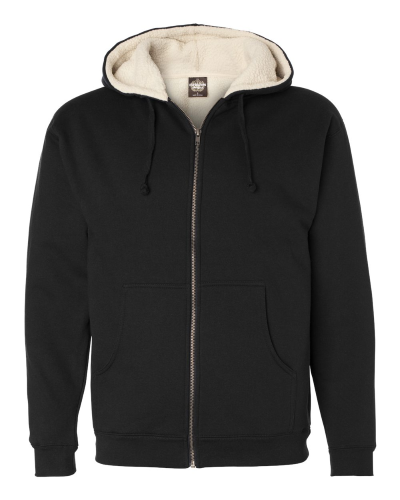 Sherpa Lined Full-Zip Hooded Sweatshirt in Black Natural