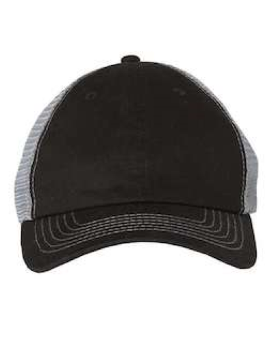 printed Sportsman - Contrast Stitch Mesh Cap in Black Grey