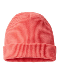 Waffle Cuffed Beanie With Leather Patch