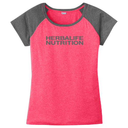Herbalife Nutrition Ladies Heather On Heather Contender Scoop Neck Tee With Reflective Logo Herbalife Worldwide Engineering