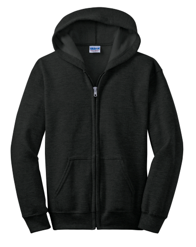 Gildan Youth Heavy Blend Full-Zip Hooded Sweatshirt in Black